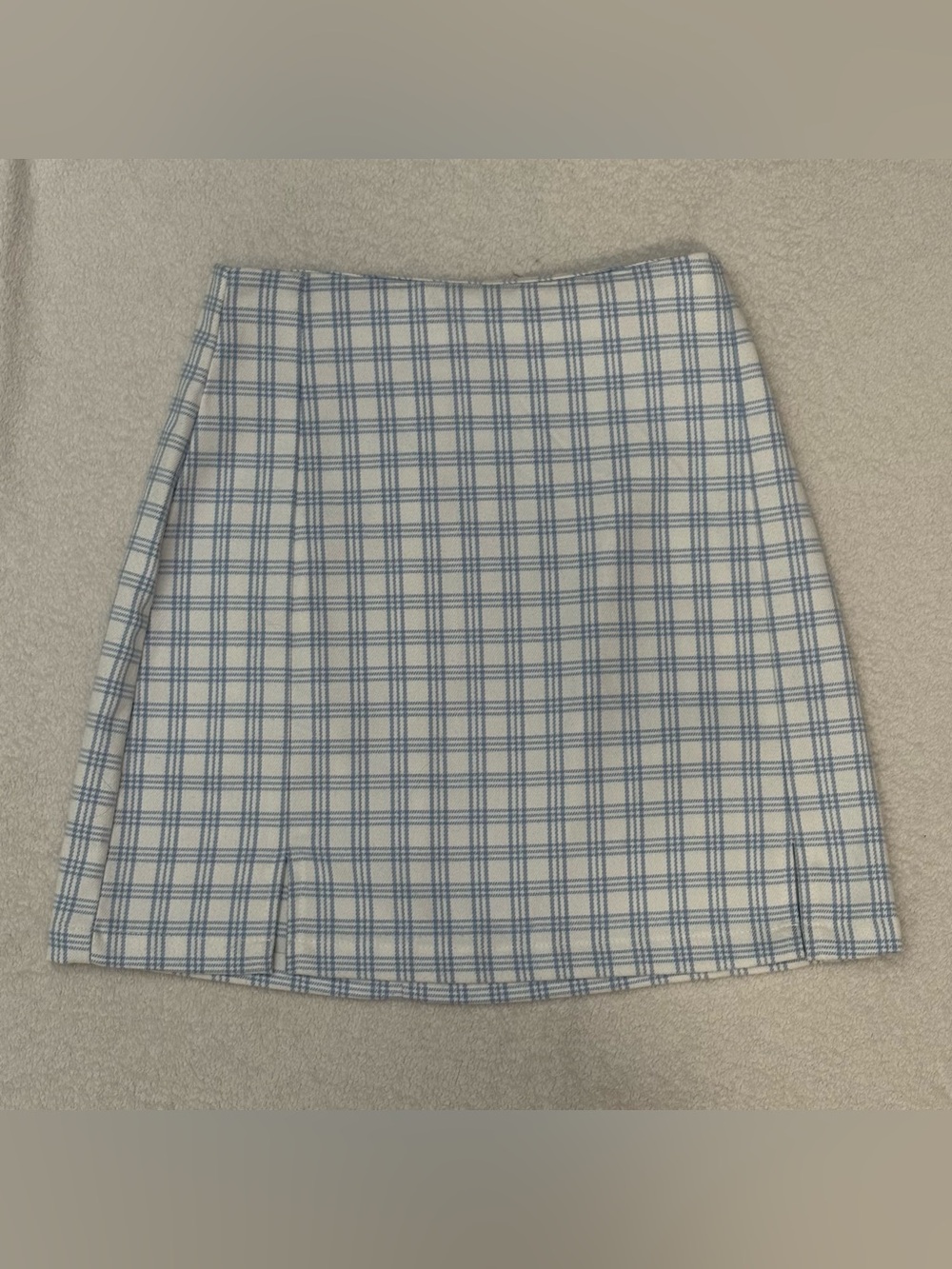 Brandy Melville White and Blue Plaid Mini Skirt